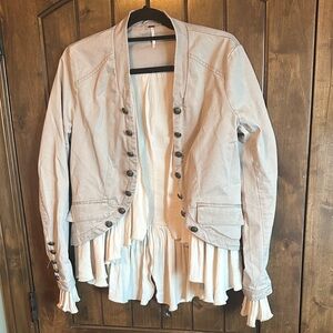 Free People Ruffles Romance Jacket in Neutral